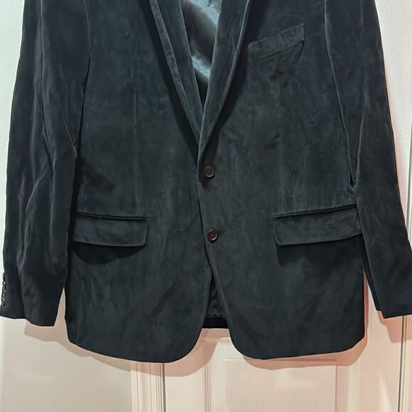 John Varvatos Black Textured Velvet Jacket Blazer Peak Collar 46R - Picture 3 of 16
